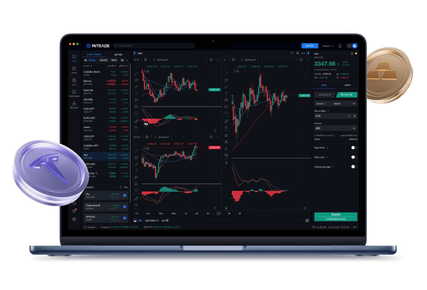 Trading platform on laptop